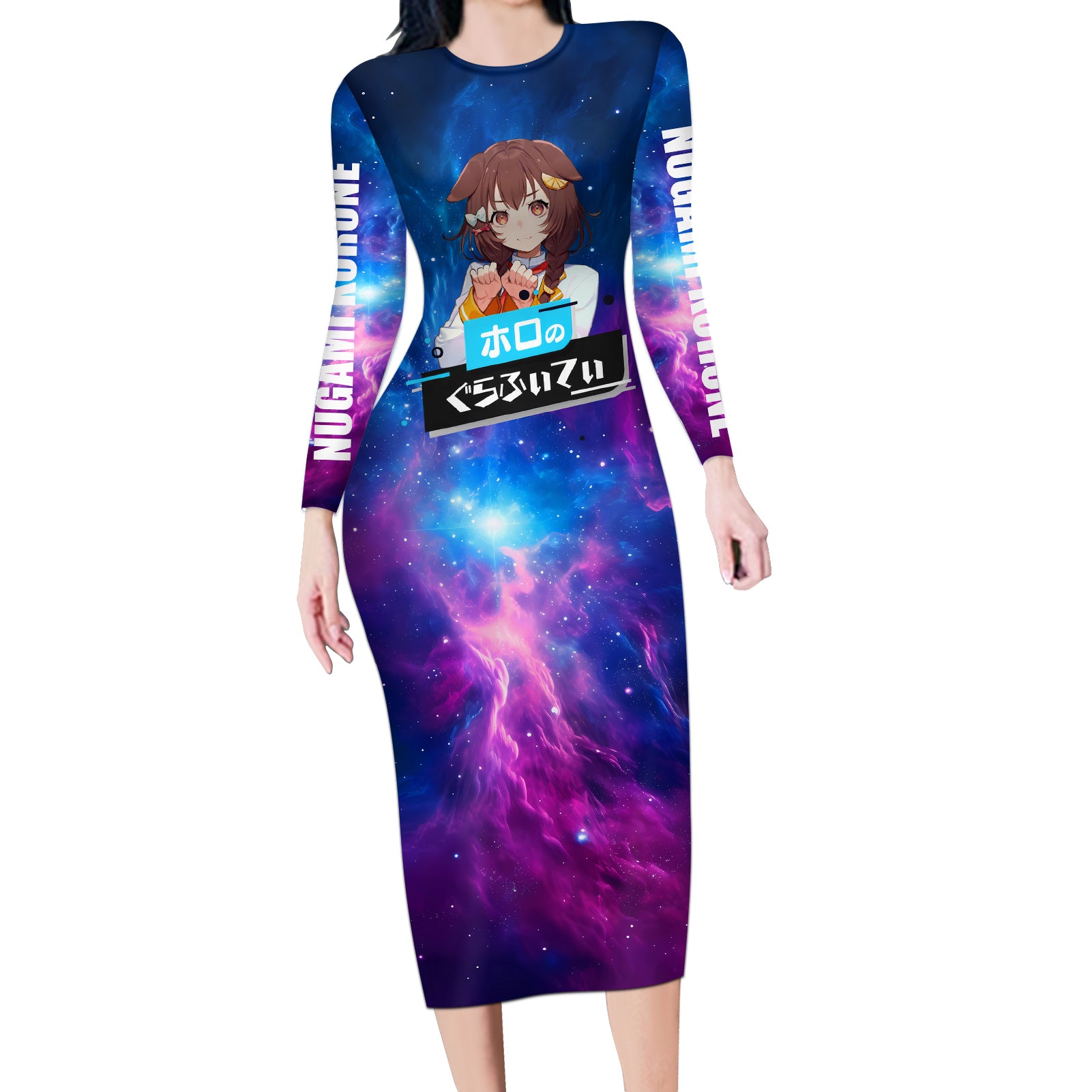Inugami Korone Holo Live Long Sleeve Bodycon Dress Galaxy Style
