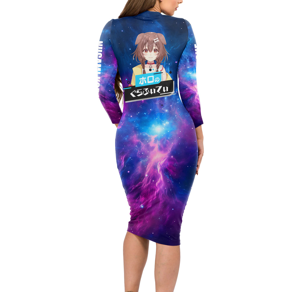 Inugami Korone Holo Live Long Sleeve Bodycon Dress Galaxy Style