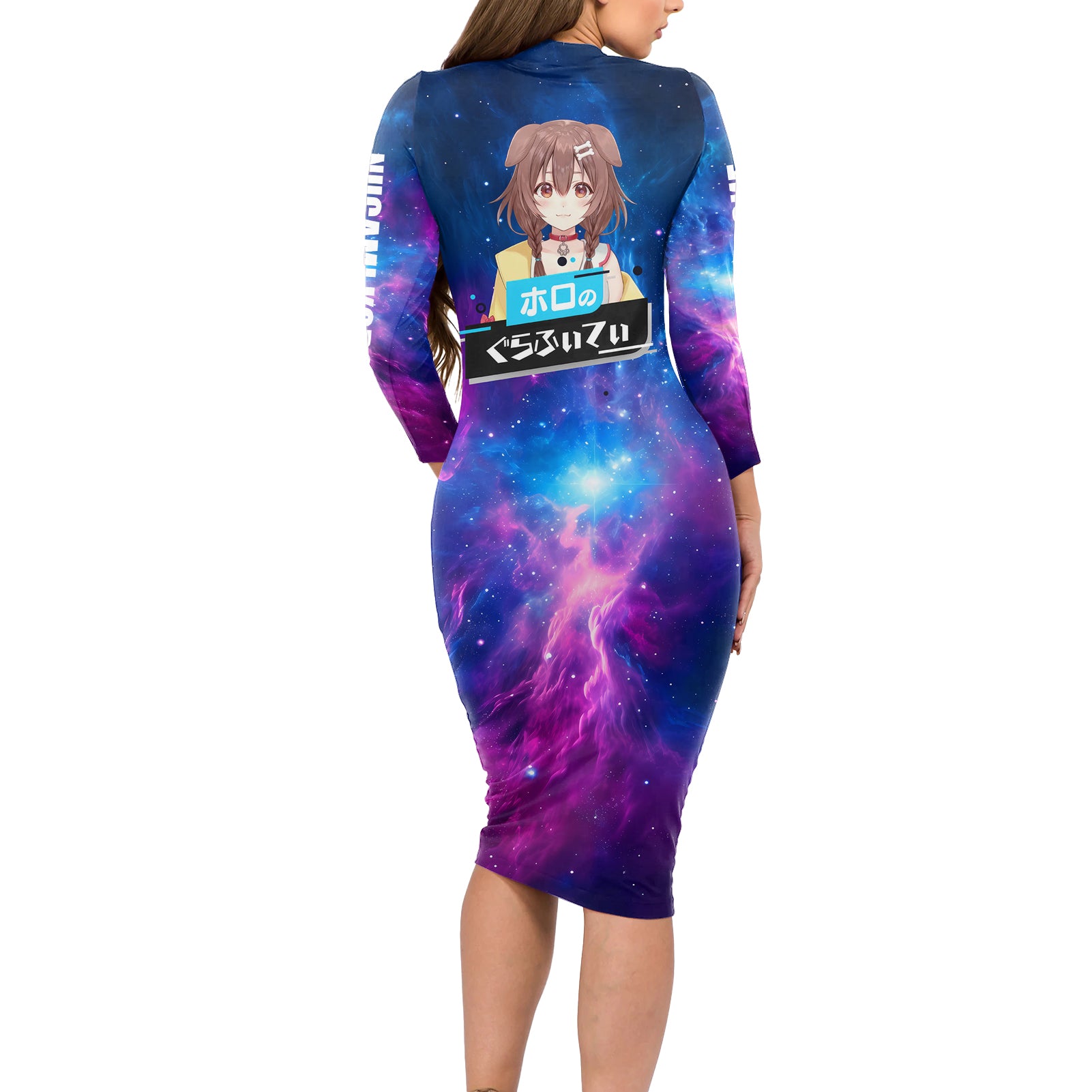 Inugami Korone Holo Live Long Sleeve Bodycon Dress Galaxy Style