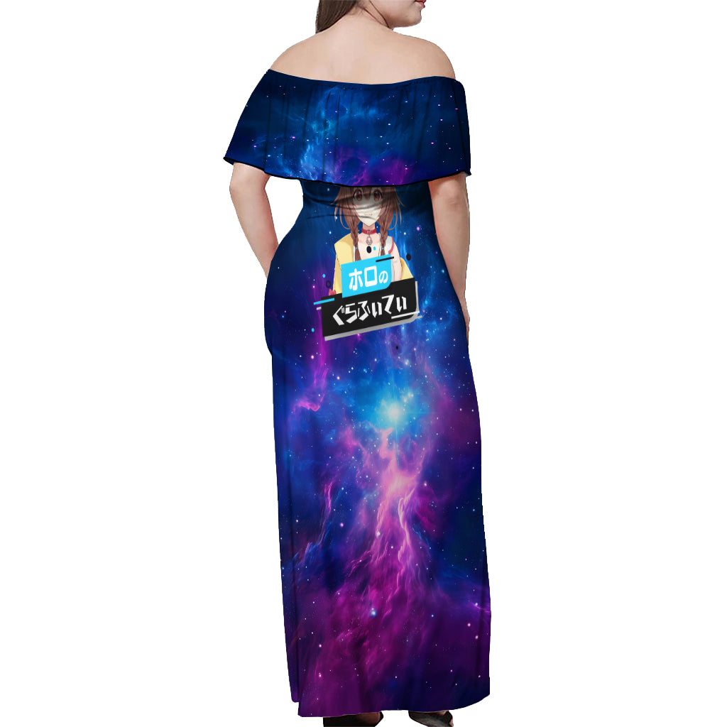 Inugami Korone Holo Live Off Shoulder Maxi Dress Galaxy Style