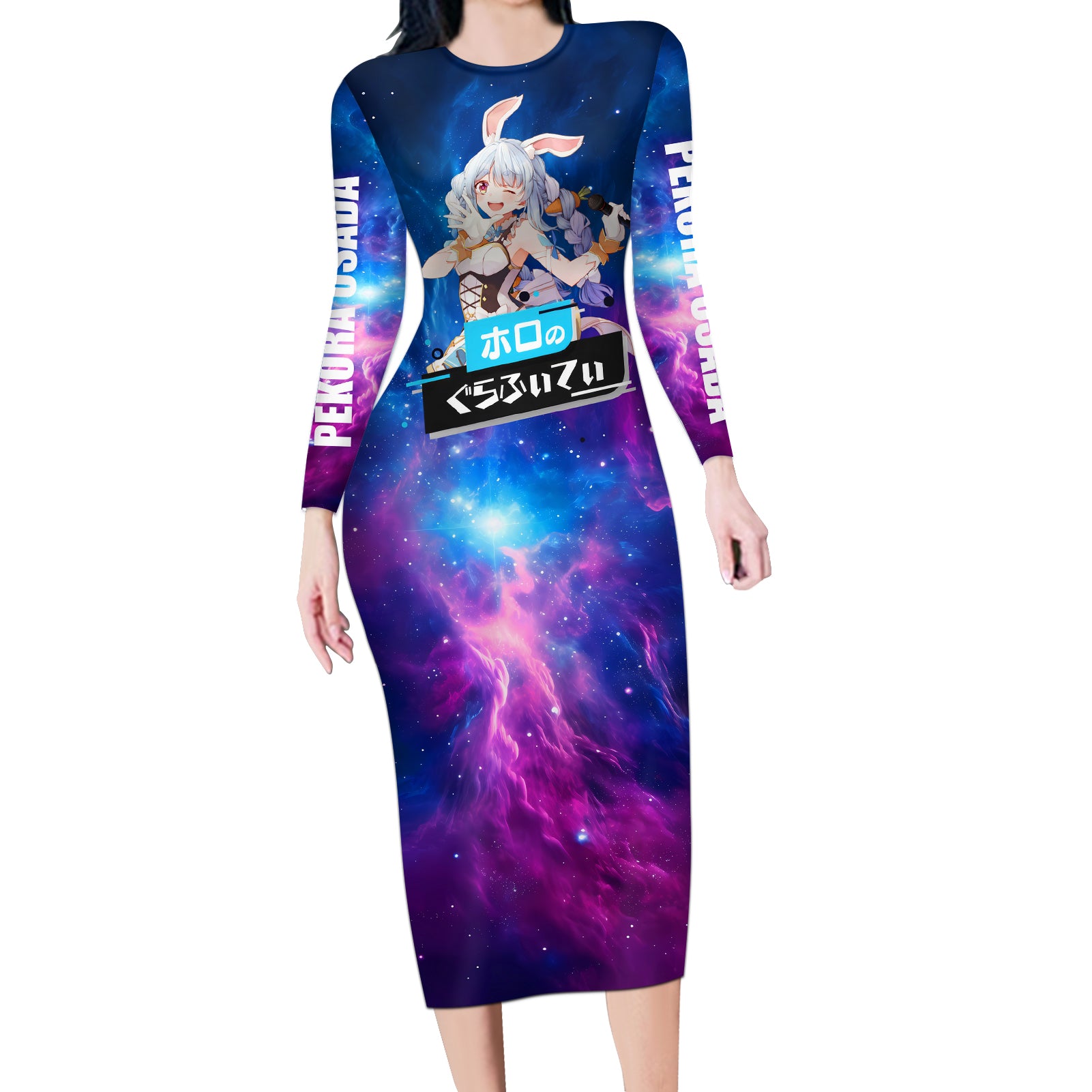 Pekora Usada Holo Live Long Sleeve Bodycon Dress Galaxy Style