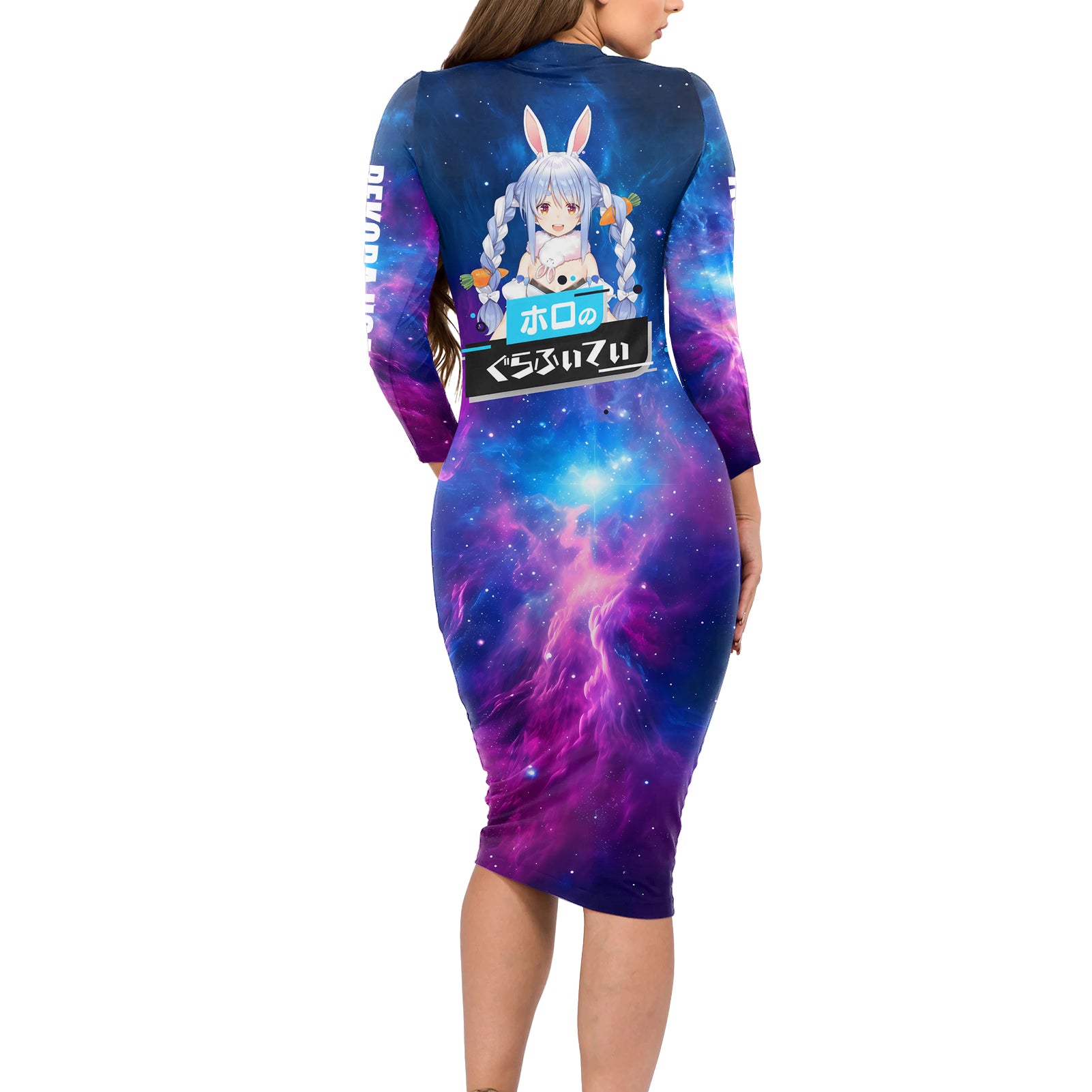 Pekora Usada Holo Live Long Sleeve Bodycon Dress Galaxy Style