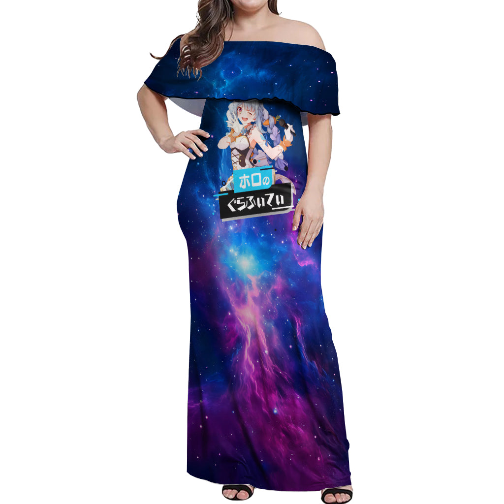 Pekora Usada Holo Live Off Shoulder Maxi Dress Galaxy Style