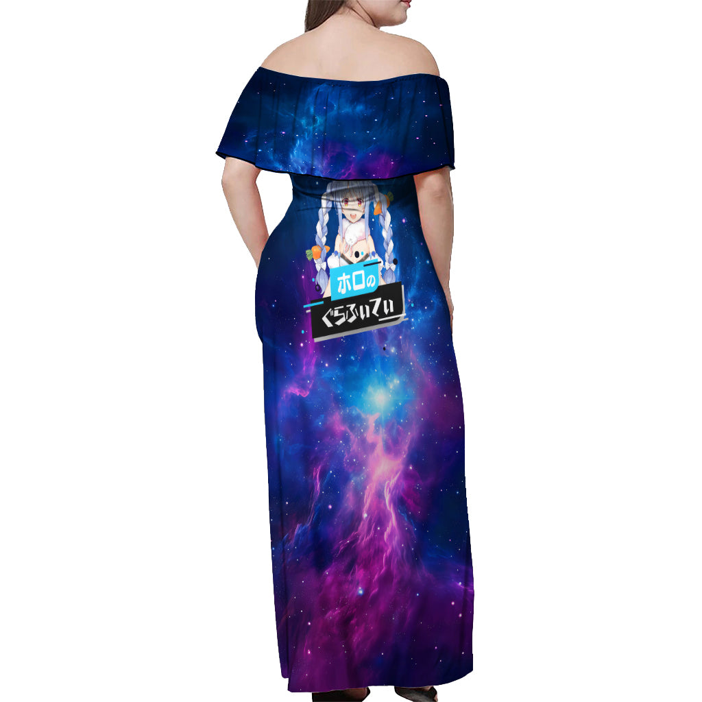 Pekora Usada Holo Live Off Shoulder Maxi Dress Galaxy Style
