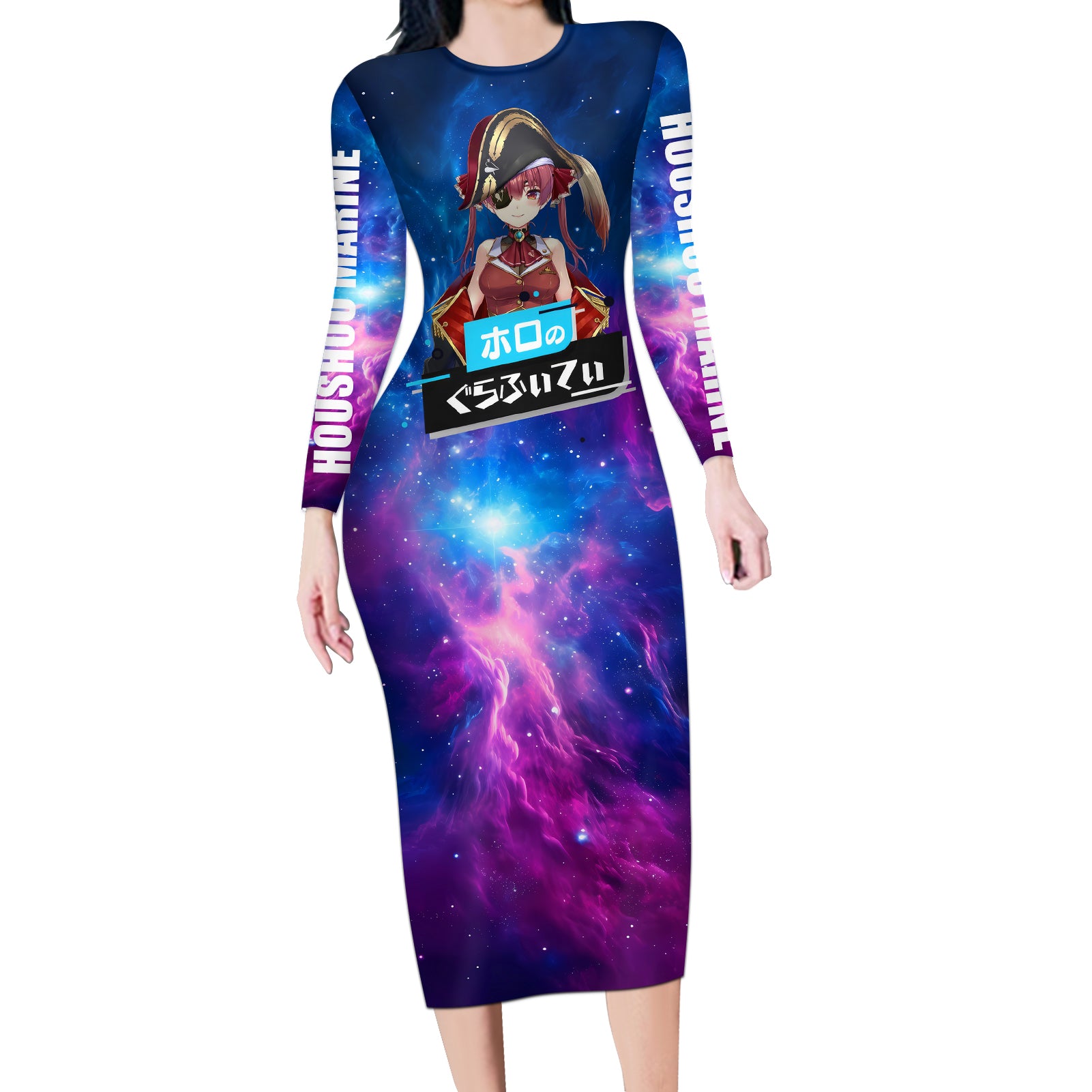 Houshou Marine Holo Live Long Sleeve Bodycon Dress Galaxy Style