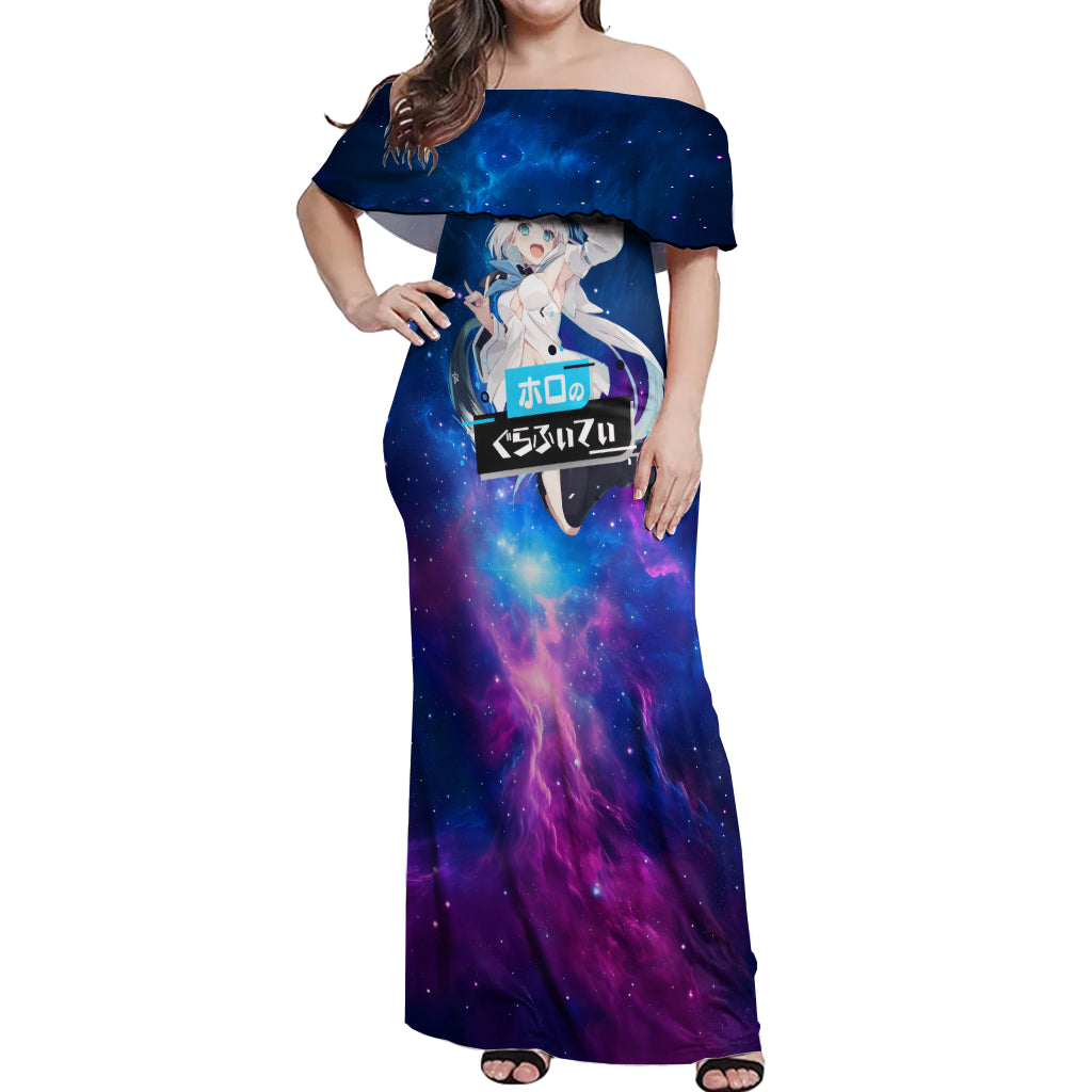 Shirakami Fubuki Holo Live Off Shoulder Maxi Dress Galaxy Style