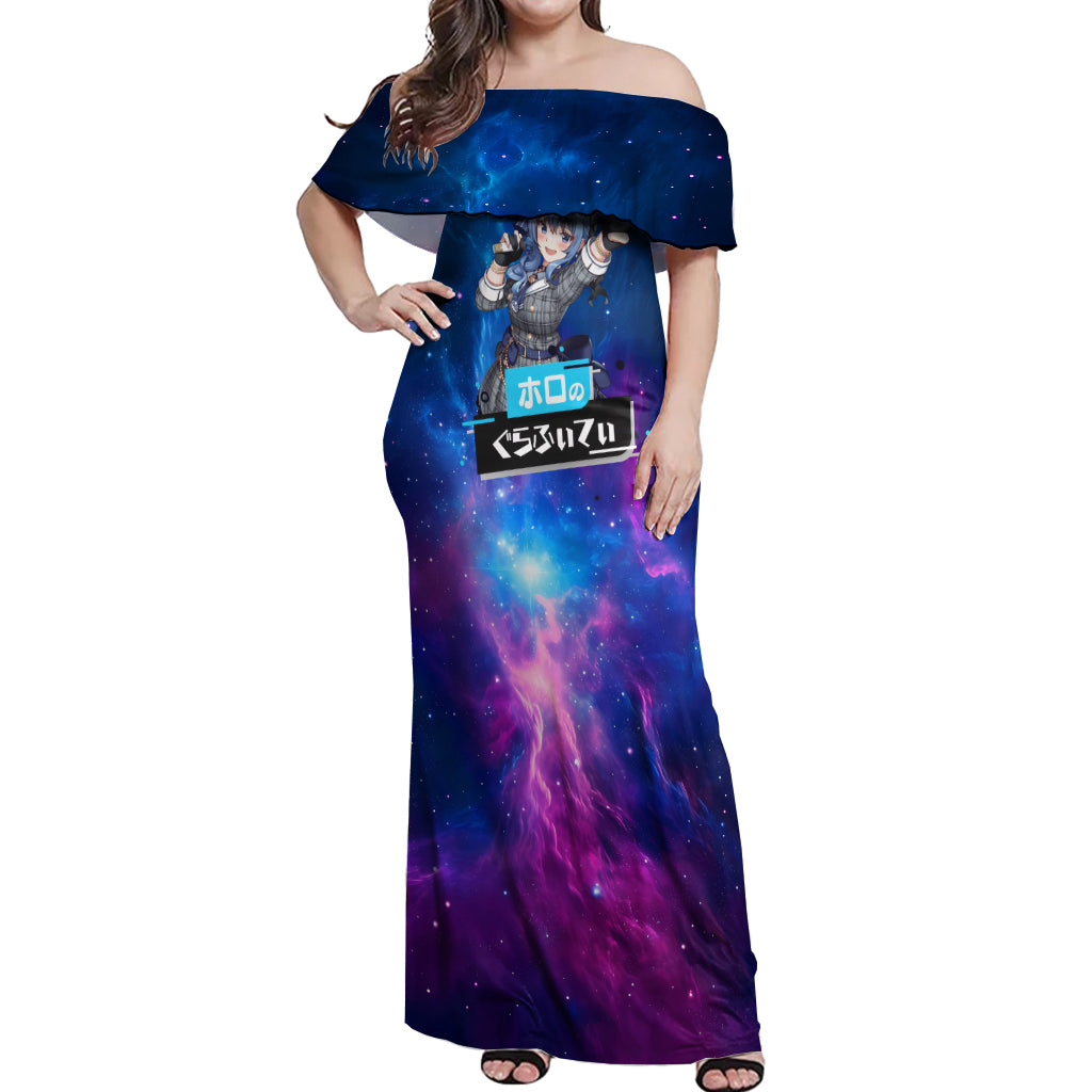 Hoshimachi Suisei Holo Live Off Shoulder Maxi Dress Galaxy Style