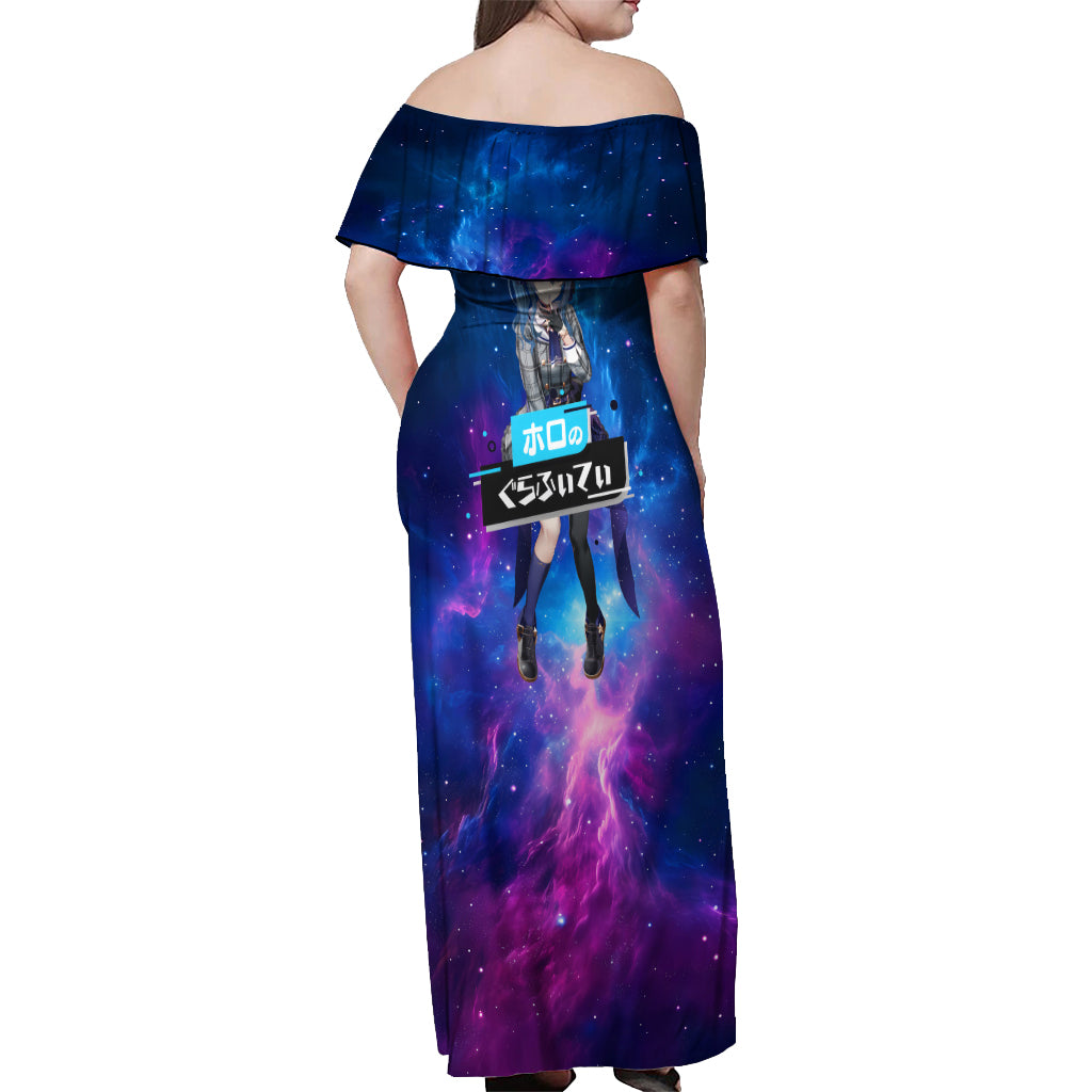 Hoshimachi Suisei Holo Live Off Shoulder Maxi Dress Galaxy Style