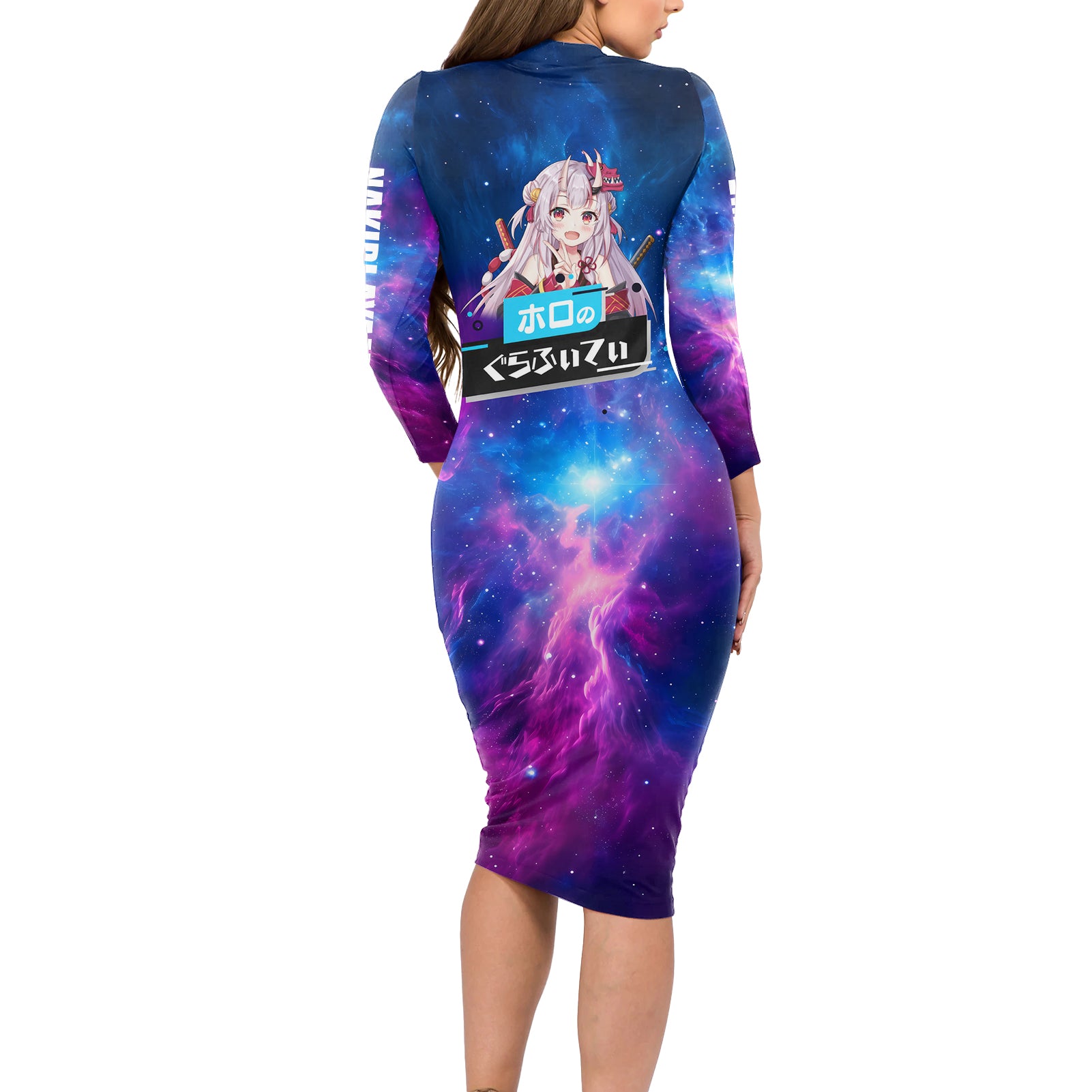 Nakiri Ayame Holo Live Long Sleeve Bodycon Dress Galaxy Style