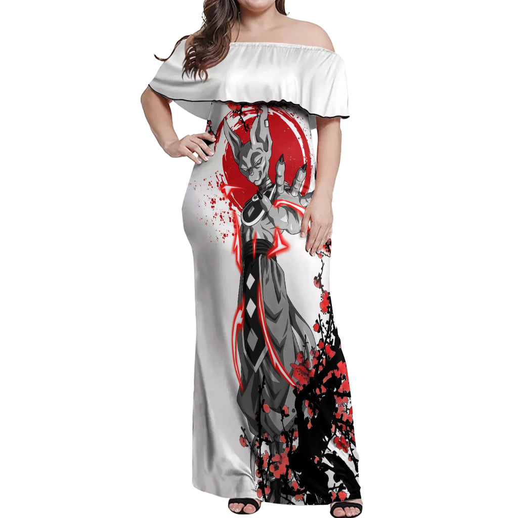 Beerus Dragon Ball Off Shoulder Maxi Dress Anime Japan Style