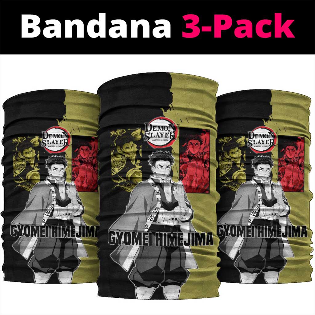 Gyomei Himejima from Demon Slayer Neck Gaiter with Olive and Black Split Background and Prayer Pose Manga Style Design - The Mazicc