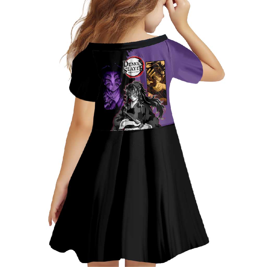 Kokushibo from Demon Slayer Family Matching Summer Maxi Dress and Hawaiian Shirt with Purple and Black Split Background and Sword Draw Manga Style Design - The Mazicc