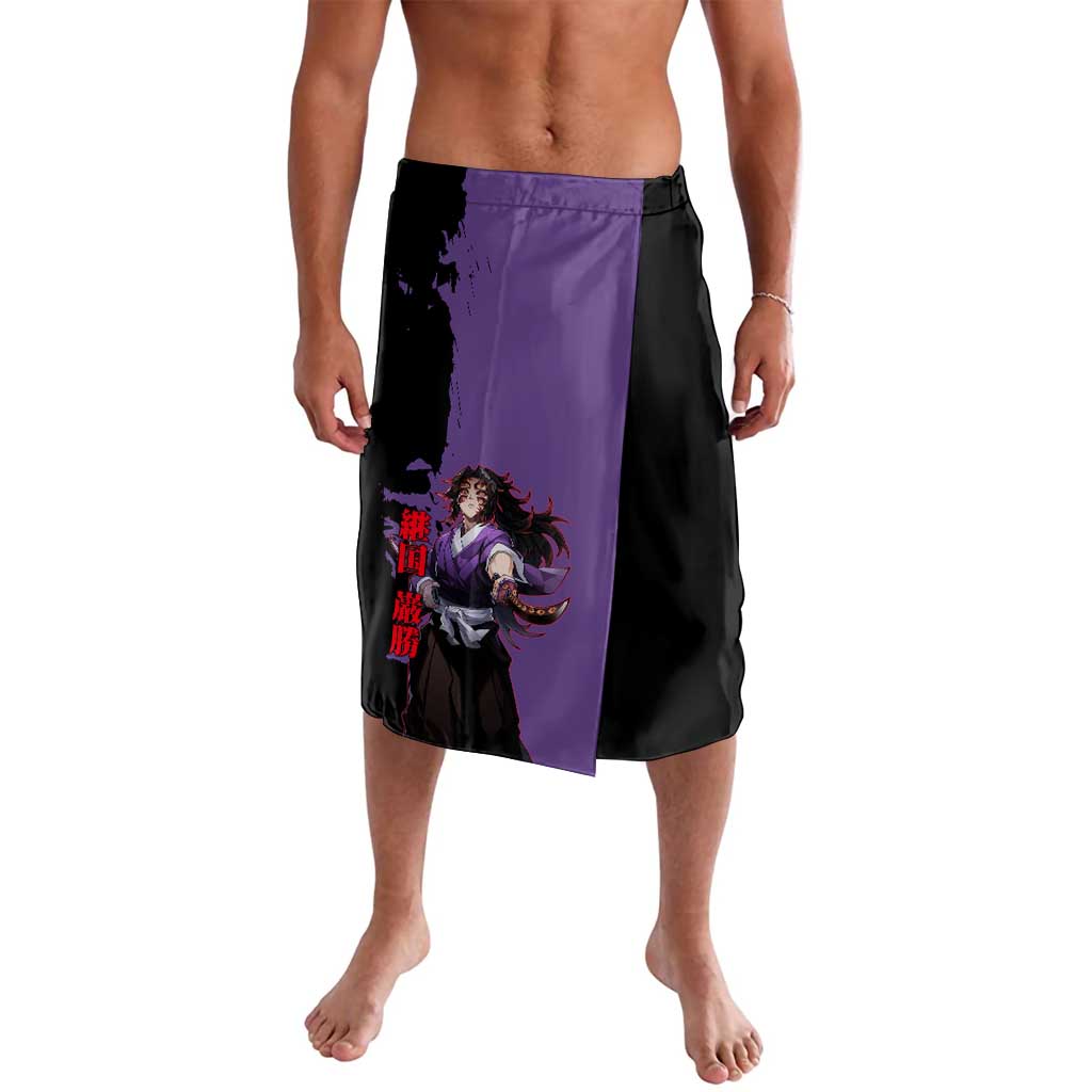 Kokushibo from Demon Slayer Lavalava with Purple and Black Split Background and Sword Draw Manga Style Design - The Mazicc