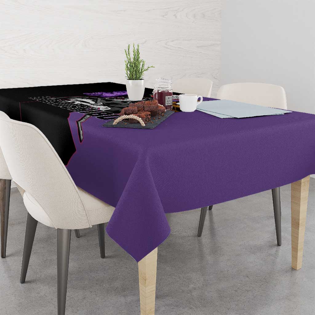 Kokushibo from Demon Slayer Tablecloth with Purple and Black Split Background and Sword Draw Manga Style Design - The Mazicc