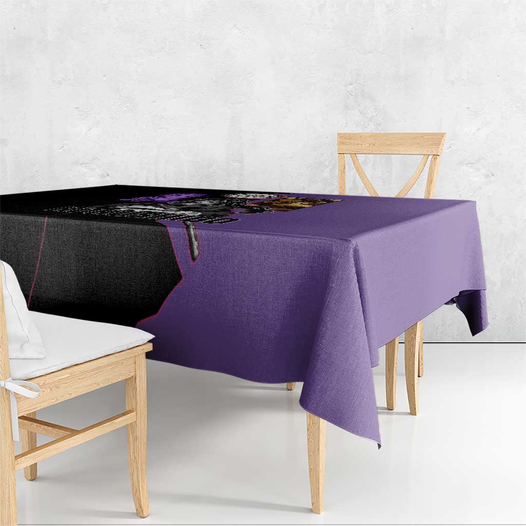 Kokushibo from Demon Slayer Tablecloth with Purple and Black Split Background and Sword Draw Manga Style Design - The Mazicc