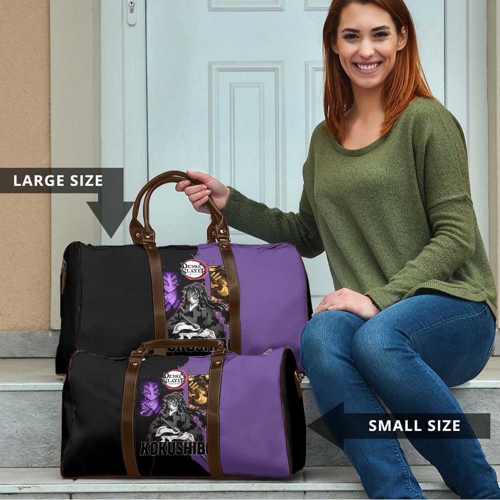 Kokushibo from Demon Slayer Travel Bag with Purple and Black Split Background and Sword Draw Manga Style Design - The Mazicc