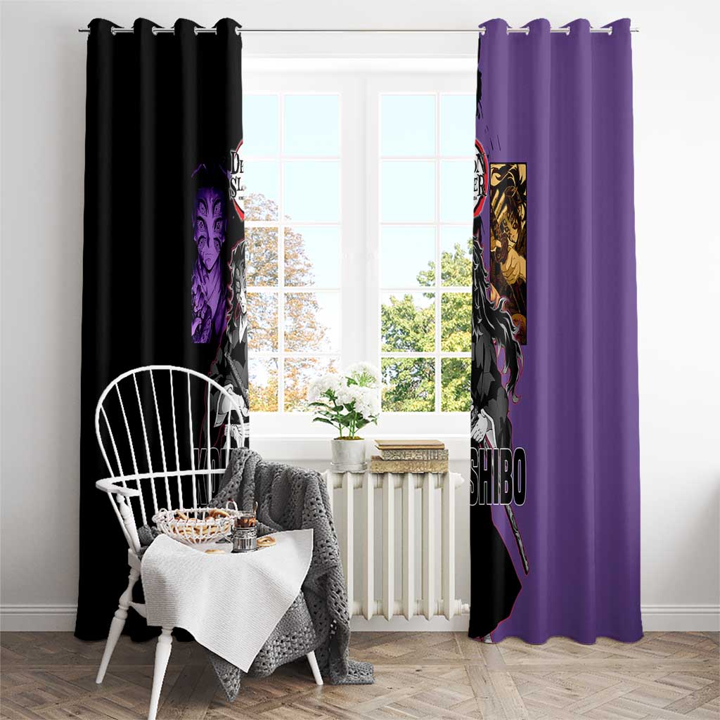 Kokushibo from Demon Slayer Window Curtain with Purple and Black Split Background and Sword Draw Manga Style Design - The Mazicc