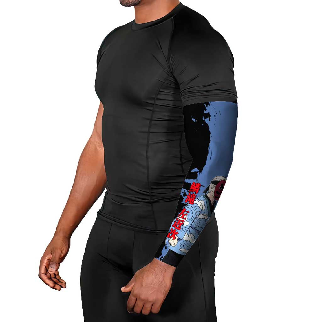 Sakonji Urokodaki from Demon Slayer Arm Sleeves with Blue and Black Split Background and Cloud Kimono Water Style Manga Design - The Mazicc