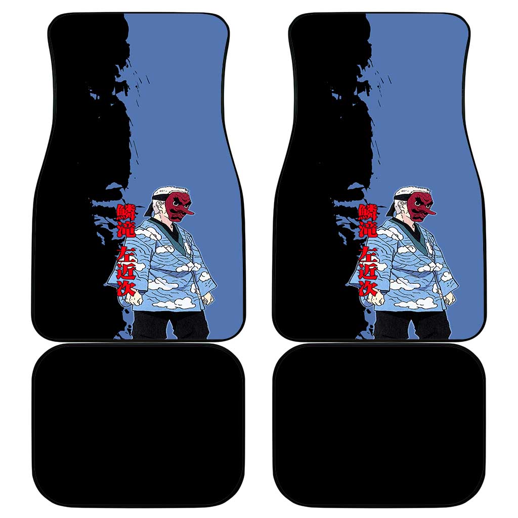 Sakonji Urokodaki from Demon Slayer Car Mats with Blue and Black Split Background and Cloud Kimono Water Style Manga Design - The Mazicc