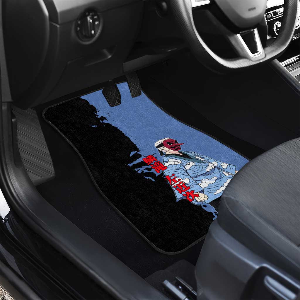 Sakonji Urokodaki from Demon Slayer Car Mats with Blue and Black Split Background and Cloud Kimono Water Style Manga Design - The Mazicc