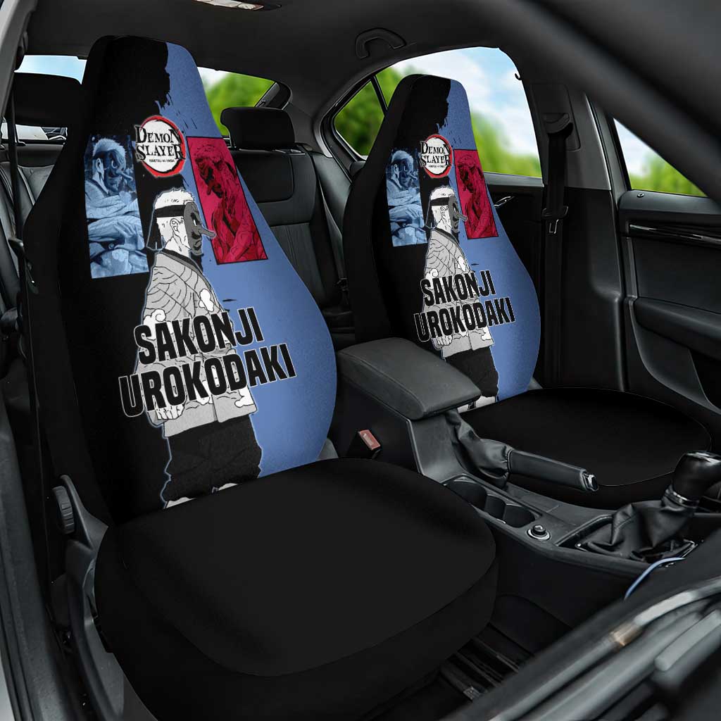 Sakonji Urokodaki from Demon Slayer Car Seat Cover with Blue and Black Split Background and Cloud Kimono Water Style Manga Design - The Mazicc