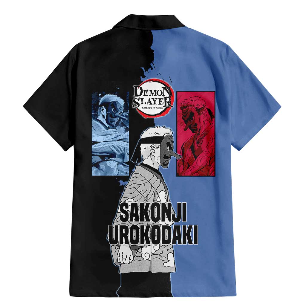 Sakonji Urokodaki from Demon Slayer Family Matching Mermaid Dress and Hawaiian Shirt with Blue and Black Split Background and Cloud Kimono Water Style Manga Design - The Mazicc