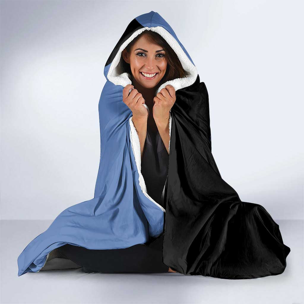 Sakonji Urokodaki from Demon Slayer Hooded Blanket with Blue and Black Split Background and Cloud Kimono Water Style Manga Design - The Mazicc