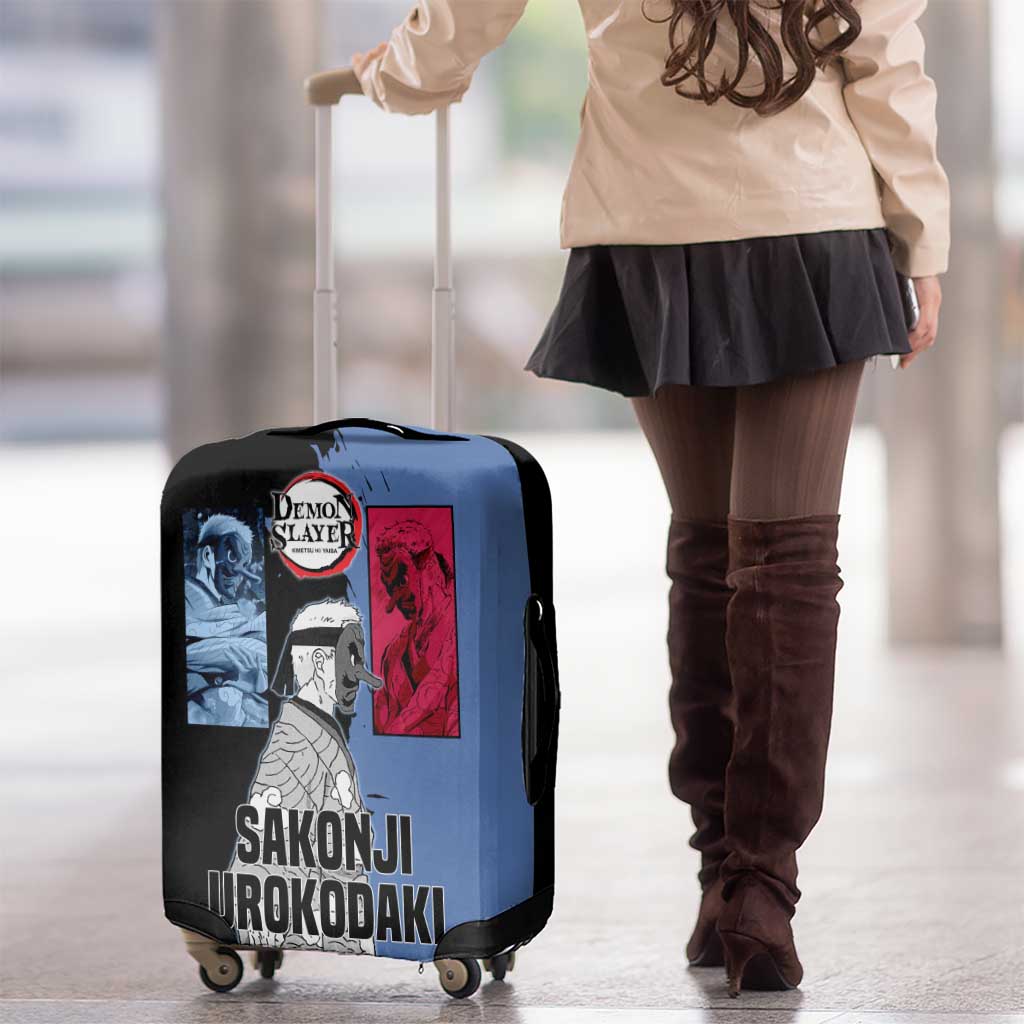 Sakonji Urokodaki from Demon Slayer Luggage Cover with Blue and Black Split Background and Cloud Kimono Water Style Manga Design - The Mazicc