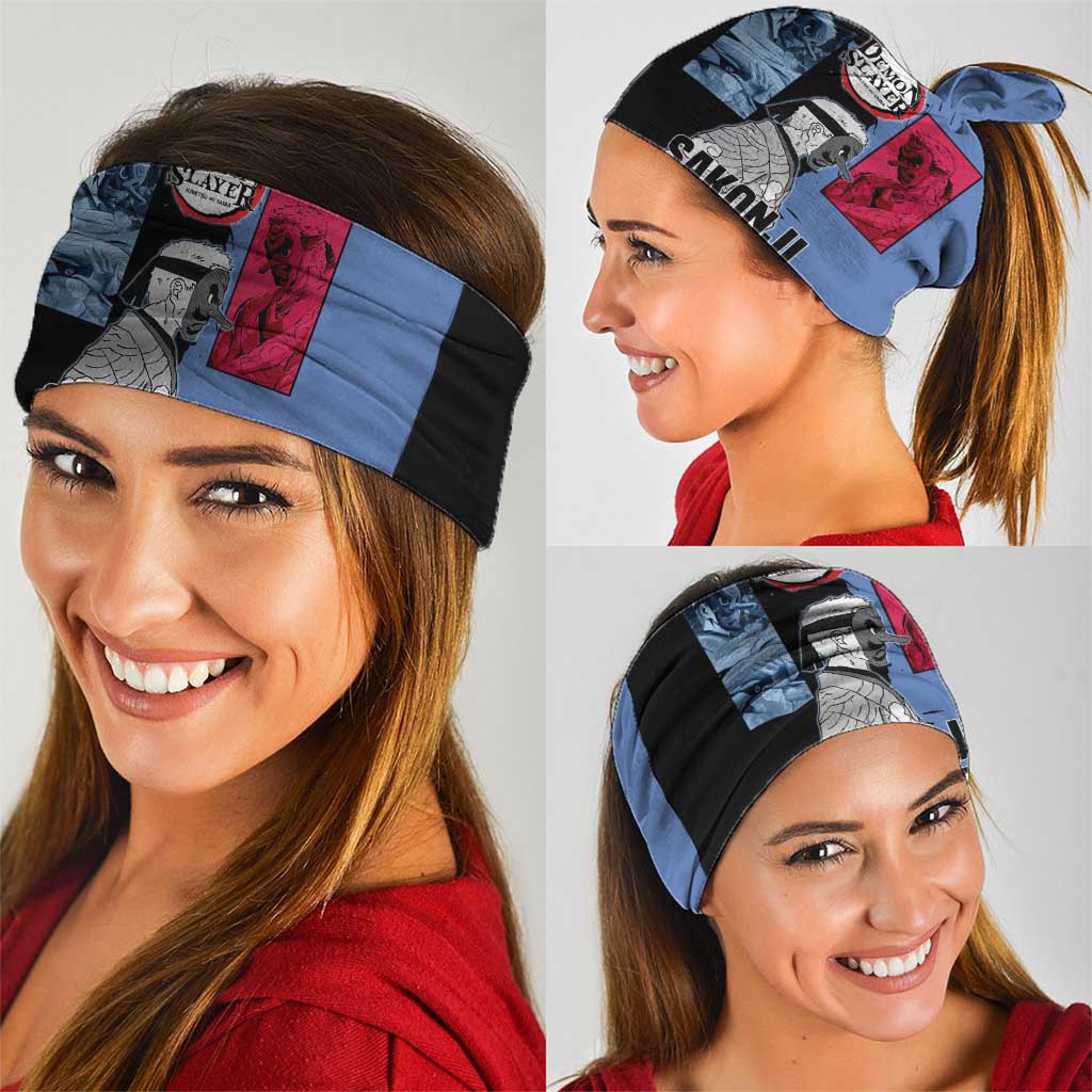 Sakonji Urokodaki from Demon Slayer Neck Gaiter with Blue and Black Split Background and Cloud Kimono Water Style Manga Design - The Mazicc
