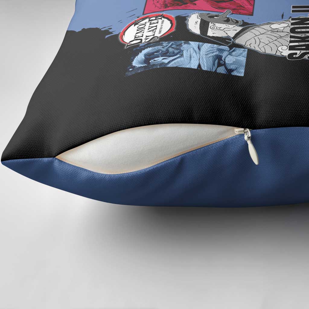 Sakonji Urokodaki from Demon Slayer Pillow Cover with Blue and Black Split Background and Cloud Kimono Water Style Manga Design - The Mazicc