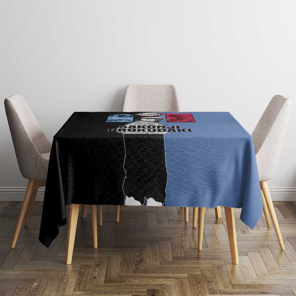 Sakonji Urokodaki from Demon Slayer Tablecloth with Blue and Black Split Background and Cloud Kimono Water Style Manga Design - The Mazicc