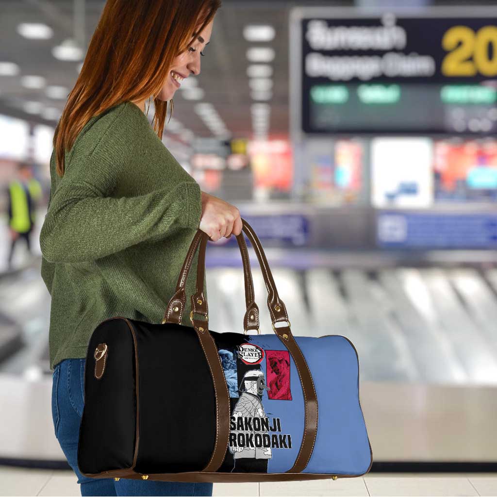 Sakonji Urokodaki from Demon Slayer Travel Bag with Blue and Black Split Background and Cloud Kimono Water Style Manga Design - The Mazicc