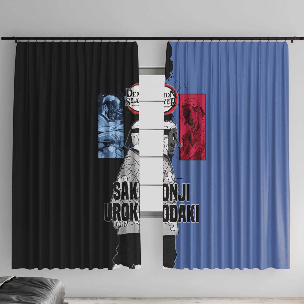 Sakonji Urokodaki from Demon Slayer Window Curtain with Blue and Black Split Background and Cloud Kimono Water Style Manga Design - The Mazicc