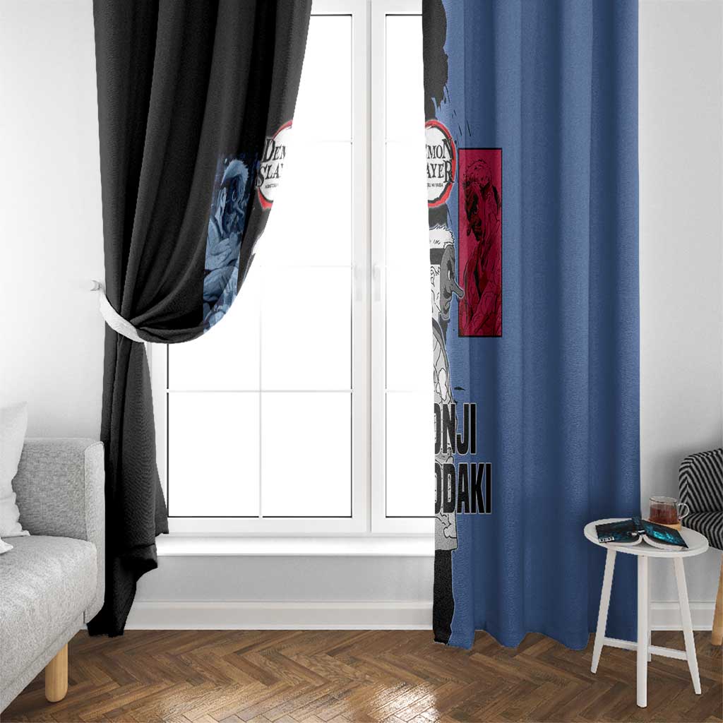 Sakonji Urokodaki from Demon Slayer Window Curtain with Blue and Black Split Background and Cloud Kimono Water Style Manga Design - The Mazicc
