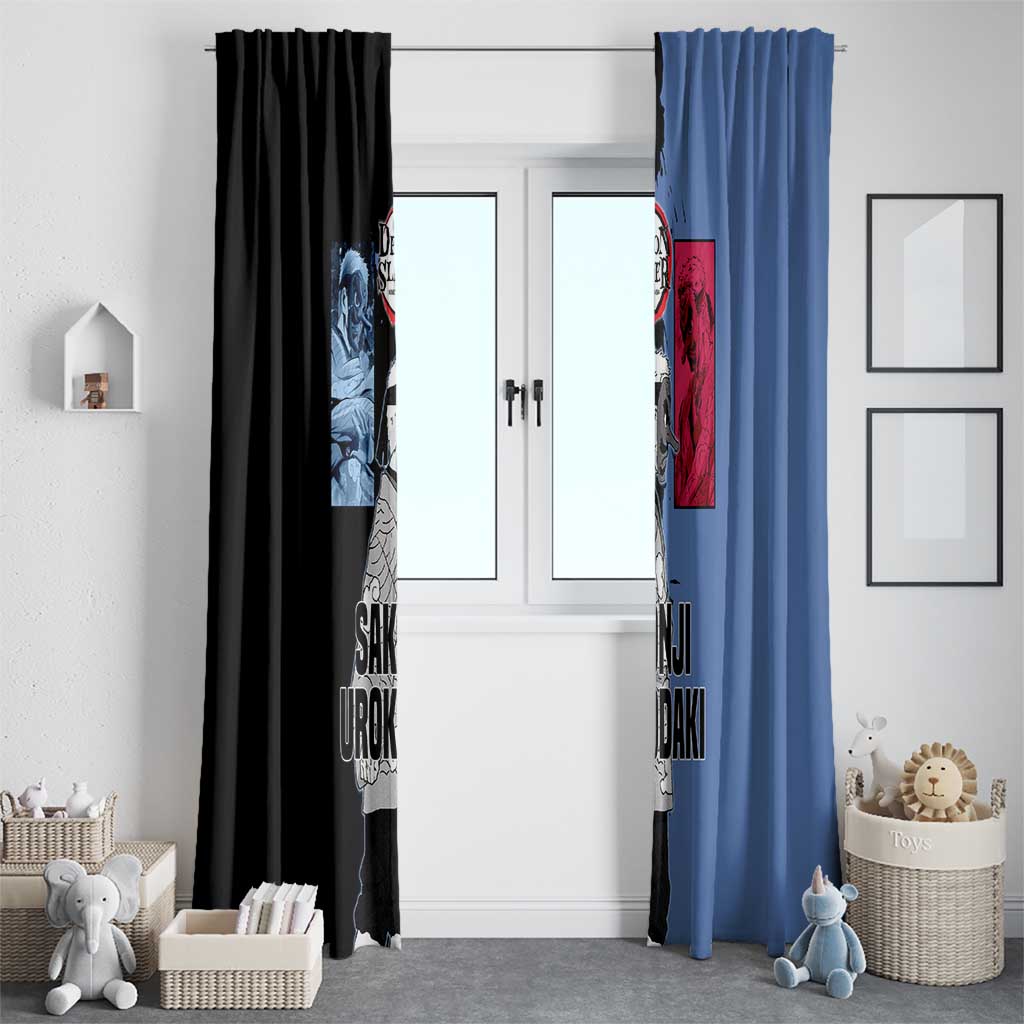 Sakonji Urokodaki from Demon Slayer Window Curtain with Blue and Black Split Background and Cloud Kimono Water Style Manga Design - The Mazicc