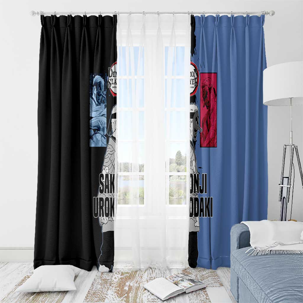 Sakonji Urokodaki from Demon Slayer Window Curtain with Blue and Black Split Background and Cloud Kimono Water Style Manga Design - The Mazicc