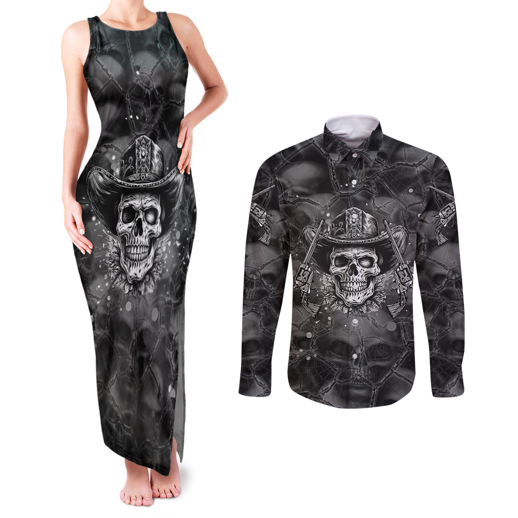 cowboy-skull-couples-matching-tank-maxi-dress-and-long-sleeve-button-shirts-cowboy-take-me-away