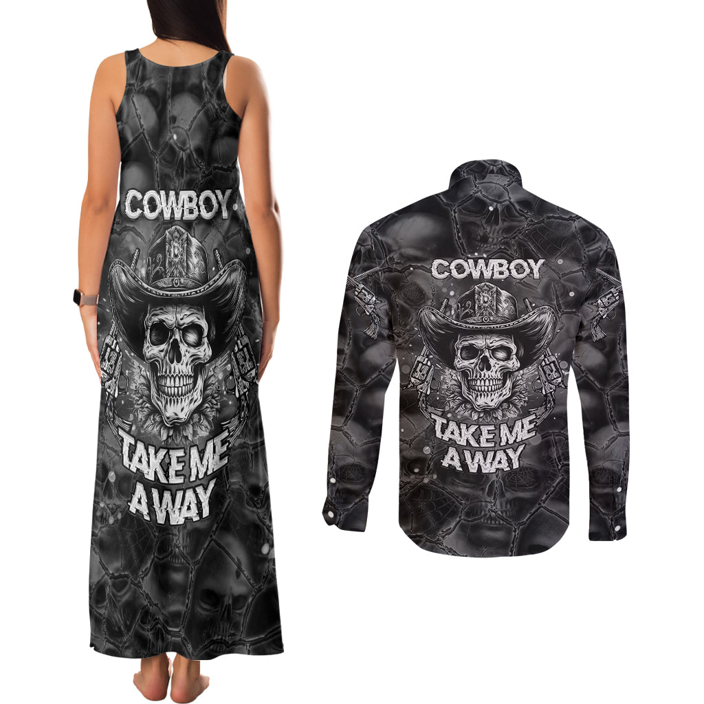 cowboy-skull-couples-matching-tank-maxi-dress-and-long-sleeve-button-shirts-cowboy-take-me-away
