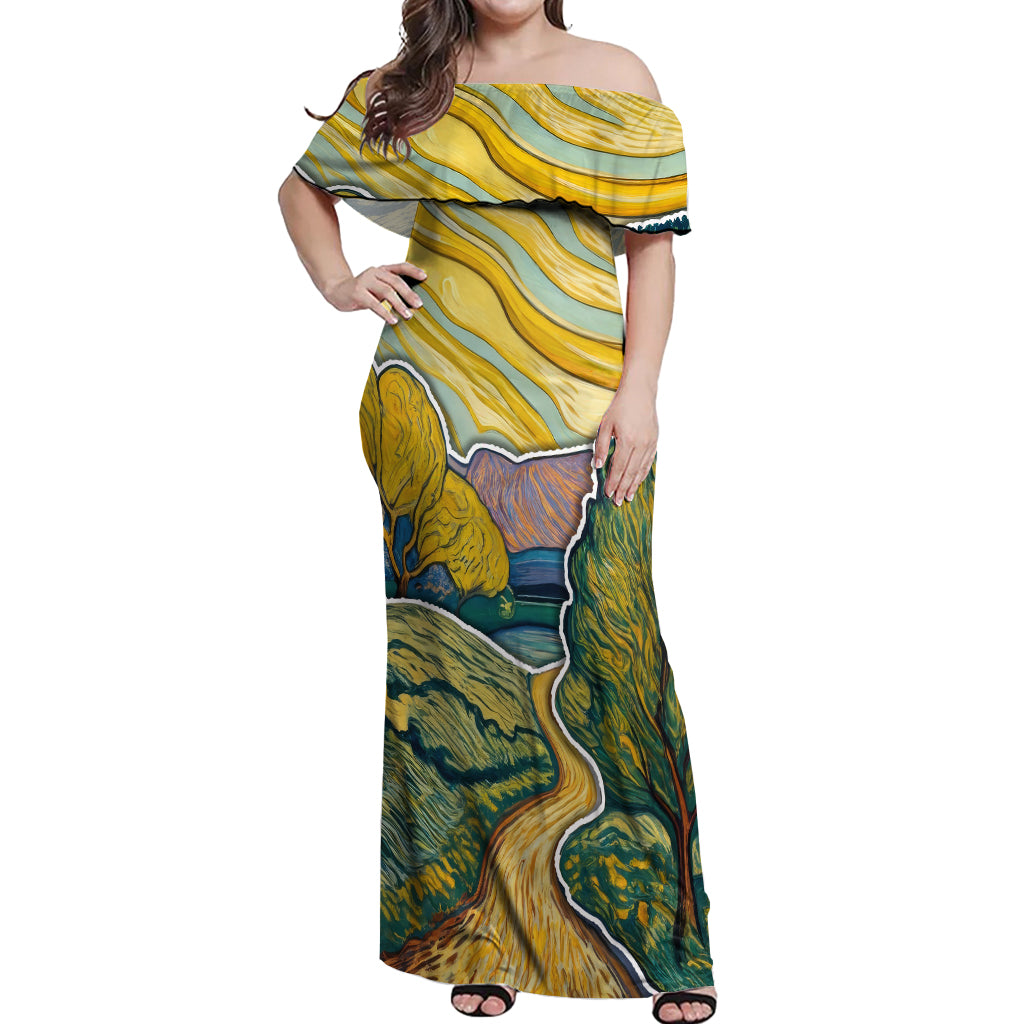 vincent-van-gogh-skull-off-shoulder-maxi-dress