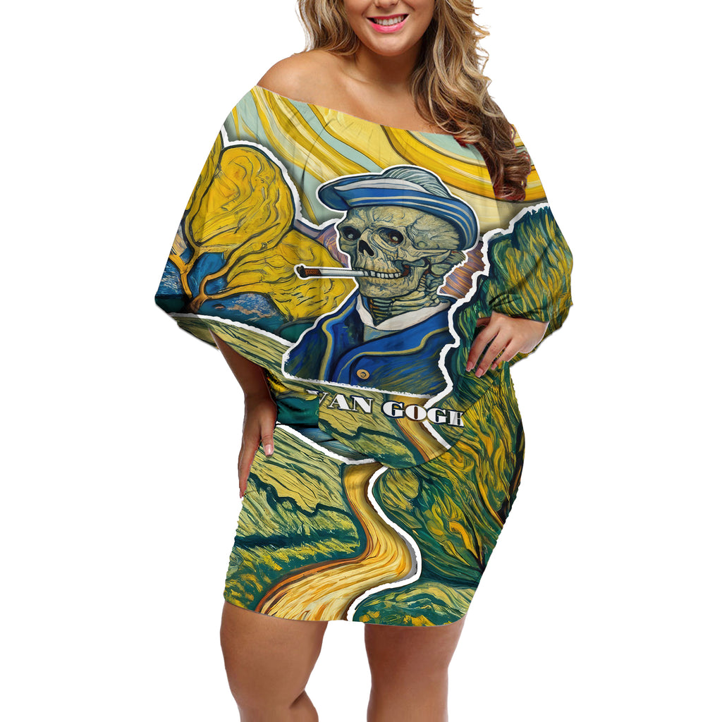 vincent-van-gogh-skull-off-shoulder-short-dress