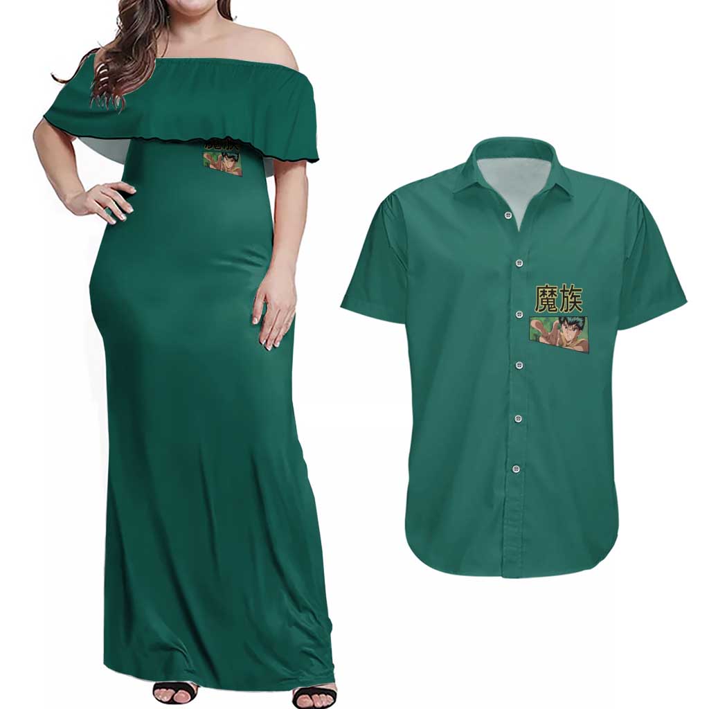 Yusuke Urameshi Yuyu Hakusho Couples Matching Off Shoulder Maxi Dress and Hawaiian Shirt Anime Style