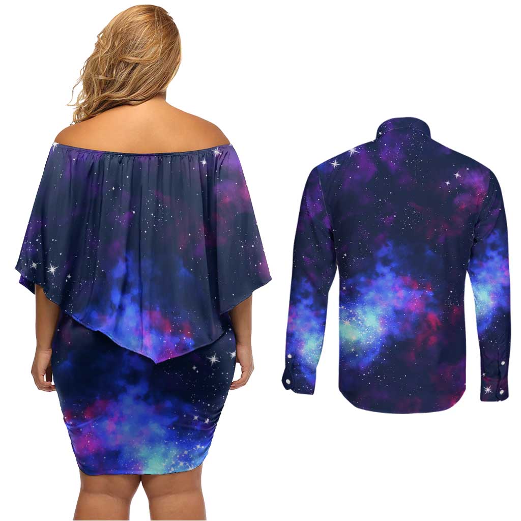 One Piece Lunar Ring Luffy Couples Matching Off Shoulder Short Dress and Long Sleeve Button Shirt Anime Style
