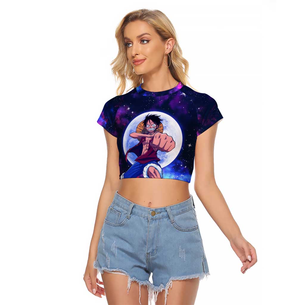 One Piece Lunar Ring Luffy Raglan Cropped T Shirt Anime Style