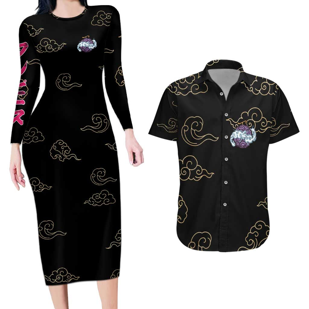 Monkey D. Luffy Gear 5th V4 One Piece Couples Matching Long Sleeve Bodycon Dress and Hawaiian Shirt Anime Style