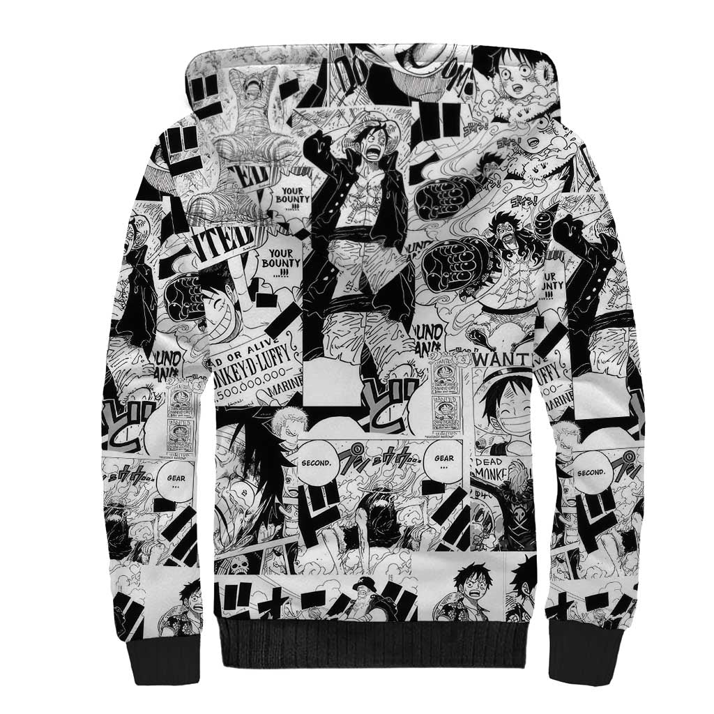 One Piece Blazing Force Luffy Sherpa Hoodie Anime Mix Manga Style