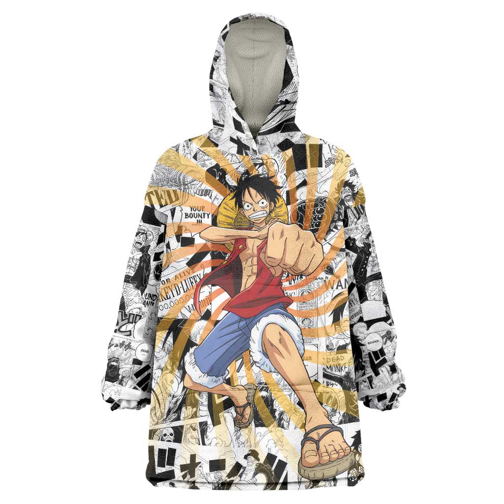 One Piece Blazing Force Luffy Wearable Blanket Hoodie Anime Mix Manga Style
