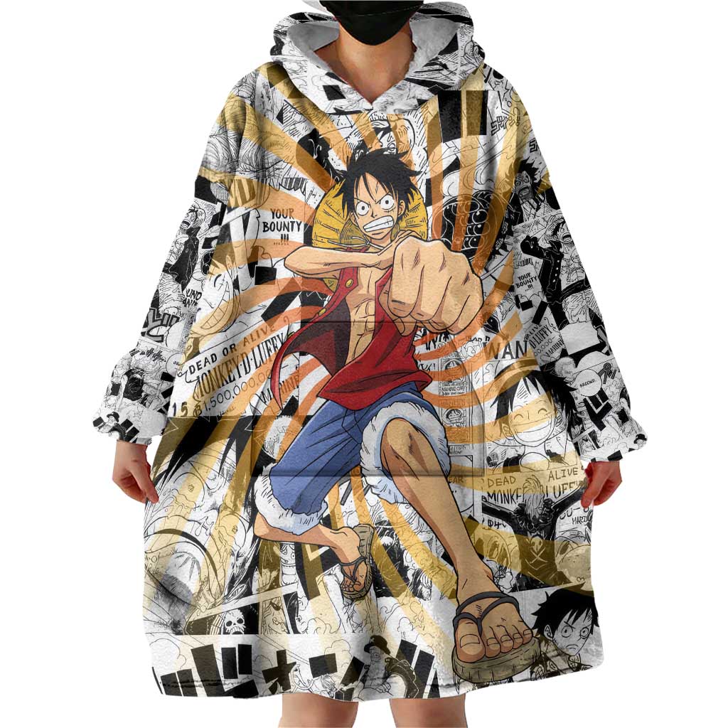 One Piece Blazing Force Luffy Wearable Blanket Hoodie Anime Mix Manga Style
