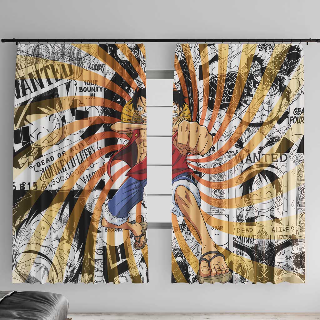 One Piece Blazing Force Luffy Window Curtain Anime Mix Manga Style