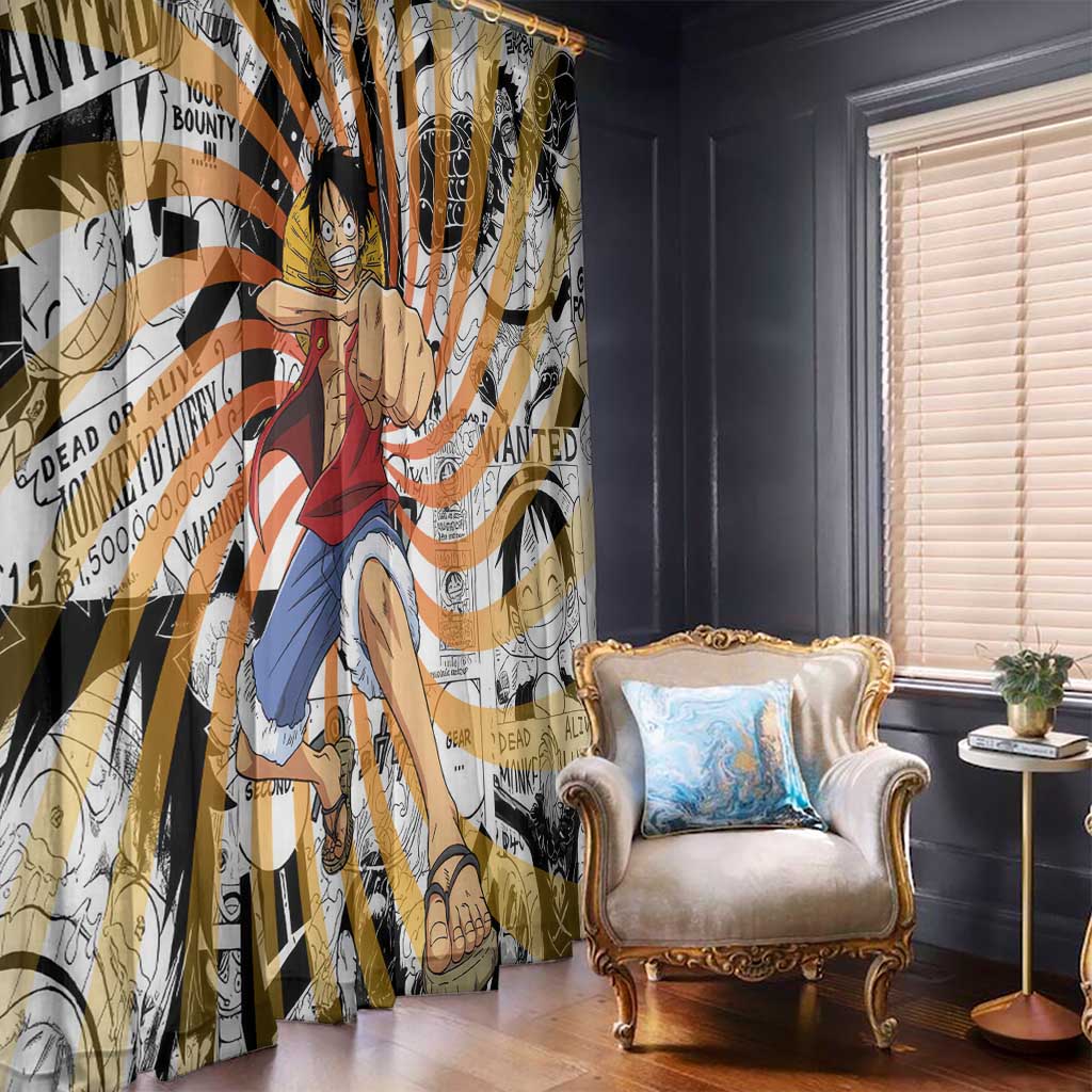 One Piece Blazing Force Luffy Window Curtain Anime Mix Manga Style