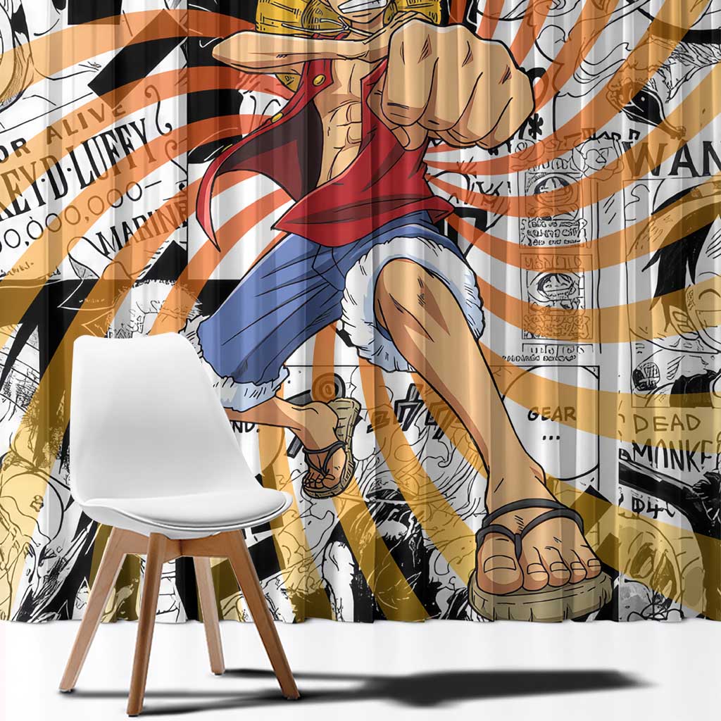 One Piece Blazing Force Luffy Window Curtain Anime Mix Manga Style